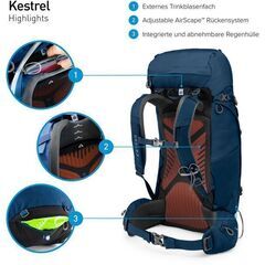 osprey kestrel 48 M/L ケストレル48 オスプレイ ハイキング 登山 アウトドア ザック オスプレー バック キャンプ ハイク　部活 避難