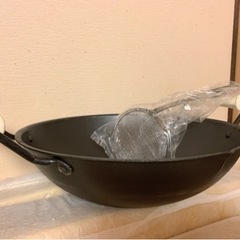 ②お話中【未使用･高級品】くろがね 黒鐵 天ぷら鍋セット 28センチ