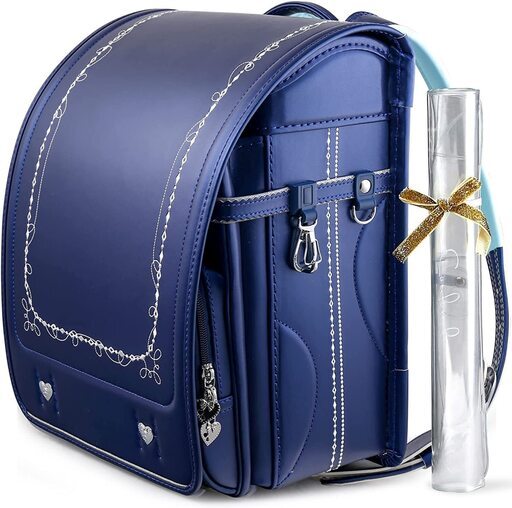 【新品】大人気 女の子ランドセル ネックレスモデル 大容量 軽量 6年保証 撥水　ネイビー