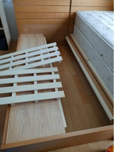 ニトリ シングルベッド フレーム マットレス 引出し付 すのこ 木目 ウッド IKEA 無印 新生活 引越し