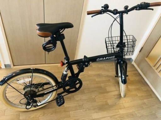 20インチ　シマノ製6段階変速　サス付き　折り畳み自転車　美品