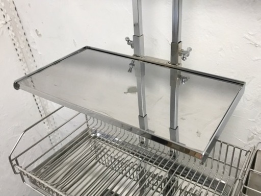 川口工器 ツッパリ式水切りカゴ2段・棚1段 YGK-9101