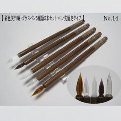 【ネット決済・配送可】14.ガラスペン５種類５本セット　彩色矢竹...