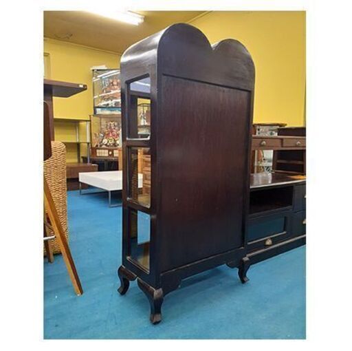 【アジアン 輸入家具 コレクションケース マホガニー材 アンティーク調】幅60cm 無垢材 バリ家具 オリエンタル エスニック キャビネット ショーケース 収納棚 札幌 本郷通店 アジアン 輸入家具 コレクションケース マホガニー材