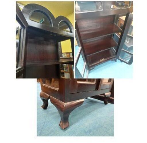 【アジアン 輸入家具 コレクションケース マホガニー材 アンティーク調】幅60cm 無垢材 バリ家具 オリエンタル エスニック キャビネット ショーケース 収納棚 札幌 本郷通店 アジアン 輸入家具 コレクションケース マホガニー材