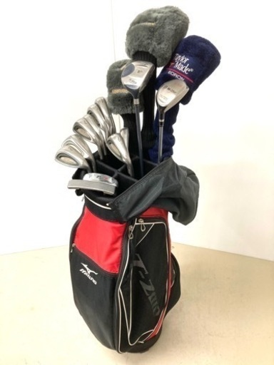 メンズ ゴルフセット レザー キャディーバッグ クラブ13本 練習用