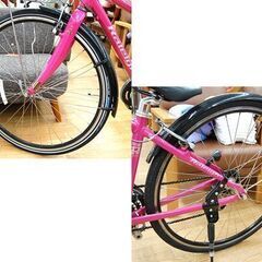 RALEIGH RADFORD-L クロスバイク 28インチ ピンク系 ベル・前カゴ・ミラー付き 英式バルブ 自転車 ラレー ラドフォード 札幌市 清田区 平岡