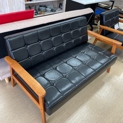 2人掛けソファー?コンパクト?ナチュラル×ブラック?【こちらは店舗です 