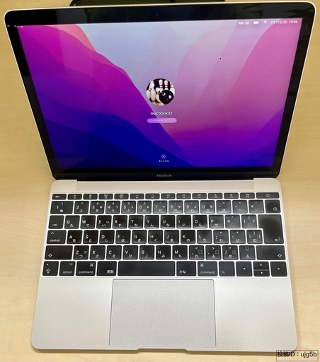 値下中【MacBook　シルバー】A1534(Retina.12-inch,2017) / CPU：core m3-1.2GHz / 8G / SSD：256G/ 充放電回数：556回