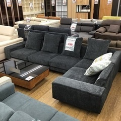 KP-79【ご来店頂ける方限定】カウチソファ5点セット　グレー系