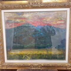 油絵）大きな風景画 サイズ：横幅111×縦80cm 高く買取るゾウ中間店