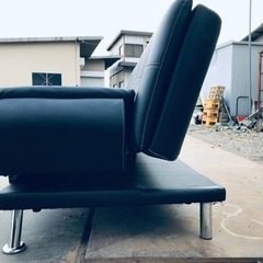 ①ET2867番⭐️美品 合皮 ソファベットブラック⭐️