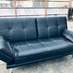 ①ET2867番⭐️美品　合皮　ソファベットブラック⭐️