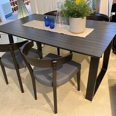 宇都宮でオシャレな家具を探すなら『オトワリバース！』ダイニングテーブルセット カリモク karimoku 5点セット グレーブラック ダークブラウン 中古品