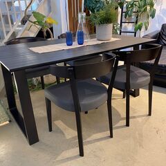 宇都宮でオシャレな家具を探すなら『オトワリバース！』ダイニングテーブルセット カリモク karimoku 5点セット グレーブラック ダークブラウン 中古品