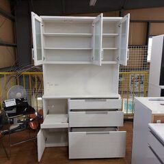 ニトリ　ダリア１２０ＫＢ　３枚扉キッチンボード　白　食器棚　【愛品倶楽部柏店】 ニトリ ダリア120KB 3枚扉キッチンボード 白 食器棚 【愛品
