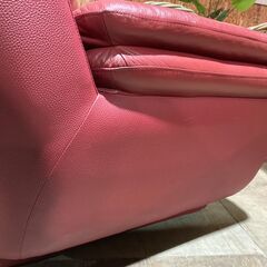 愛品館市原店】革張り2人掛けソファワインレッド