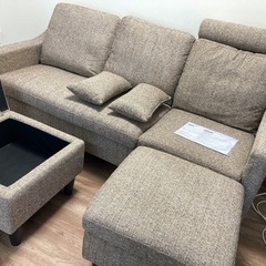 新品 大川のメーカー 株式会社サンコウ 3Pカウチソファ アリアナ 収納 