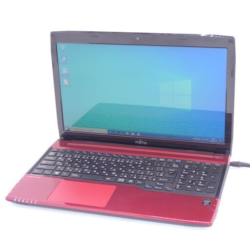 美品 15型 新品SSD 赤 ノートパソコン 富士通 AH45/R Wi-Fi有 第4世代