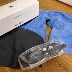 新品未使用　ゴーグル　水泳キャップ　CHANELのコットン　エア枕