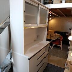 松田家具 キッチンボード 高さ198cm 幅118cm 2枚扉レンジボード 食器棚 