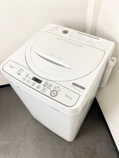 激安‼️洗濯物の黒カビ付着を抑える穴なし槽 19年製 6キロ SHARP洗濯機ES-GE6DJ-W