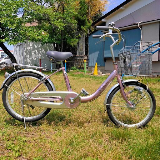 お年寄りの方におすすめ！　オートライト＋低床フレーム20インチ自転車　ライトピンク