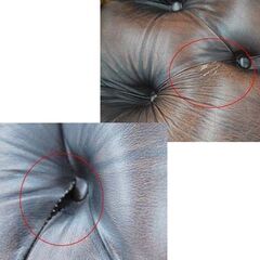 ① 本革 一人掛けソファ チェスターフィールド 幅125×奥102×高84cm ブラウン系 シングルソファ 1Pソファ 札幌市 清田区 平岡