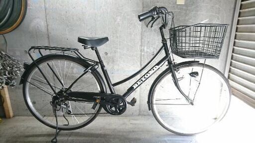 自転車中古 BEYOND 外装6段変速 オートライト 大きいカゴリアキャリア鍵付き チャイルドシート取り付け可能 タイヤ27インチ カラーブラック