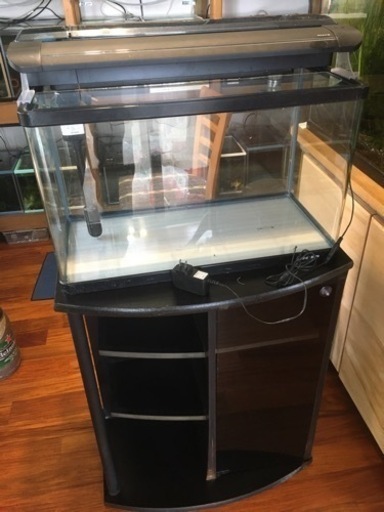 値段交渉応じます！60cm規格水槽+ 上部フィルター+ LEDライト+ ガラスフタ+ 水槽台