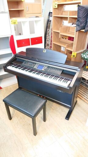 YAMAHA ヤマハ 電子ピアノ デジタルピアノ 88鍵盤 CLAVINOVA CVP-205 多機能 デジタルモニター スタンド付き 椅子付き 木目調 鍵盤楽器☆近隣配送無料 買取帝国 朝霞店