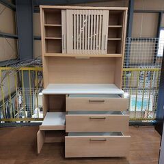 ニトリ　ビゼン１２０ＫＢ　2枚スライド扉キッチンボード　ナチュラルカラ―　【愛品倶楽部柏店】