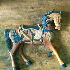 【ネット決済】フランス製　アンティーク　飾り(木製)馬モチーフ