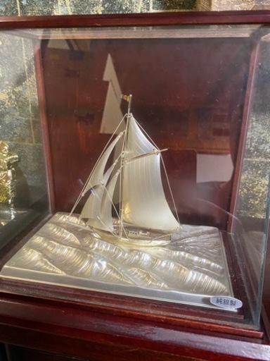 純銀製　帆船。