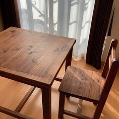 【ネット決済】カフェ風ダイニングテーブル&イス2脚セット