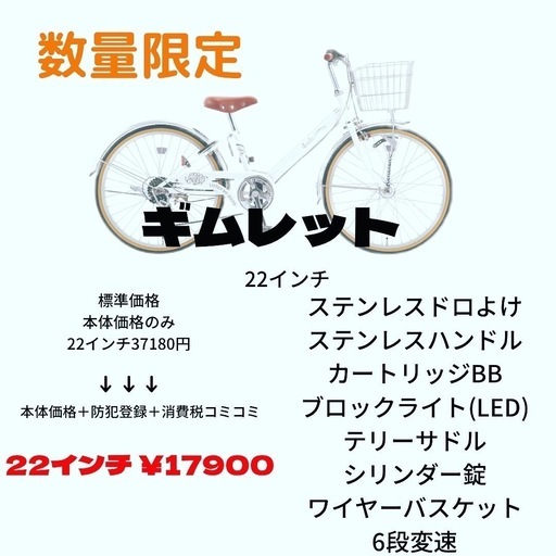 格安子供自転車　　数量限定　22インチ