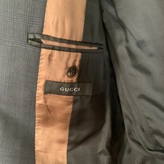 GUCCI メンズ スーツ上下セット 紺 チェック柄 スイス製 46R 超美品