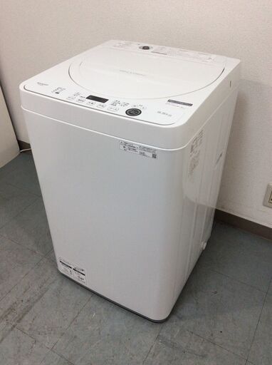 （4/29受渡済）YJT2004【SHARP/シャープ 5.5㎏洗濯機】極美品 2021年製 ES-GE5E 家電 洗濯 簡易乾燥付