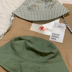 H &M「コットンサンハット2個セット」（カーキグリーン/ホワイ...