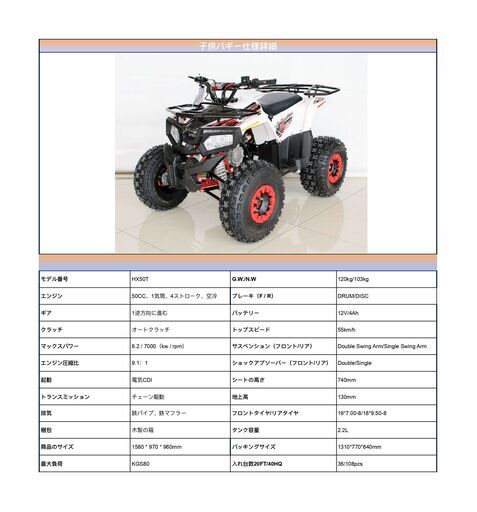 レンタル業務届出不要！簡単開業出来る日本未発売 50cc ATV バギー