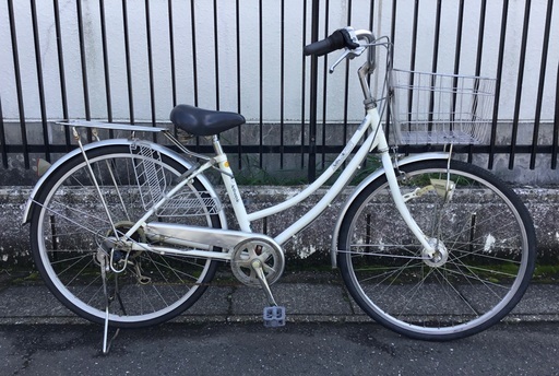 ＜整備・良品＞シティサイクル26インチ自転車・外装6段変速 LEDライト・鍵付き・洗車済・不要自転車無料引取り有