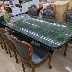 ⭐️ヨーロッパ⭐️ イタリアン ダイニング7点セット 猫脚 翡翠 ロココ ビンテージ調 0426-04