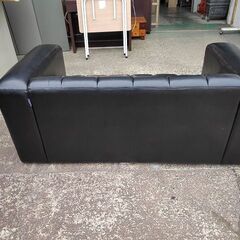 SOFAGRAND 黒合皮張り 2人掛けソファー『中古美品』 【リサイクル