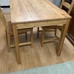 【ネット決済】木製ダイニングテーブル　椅子2脚