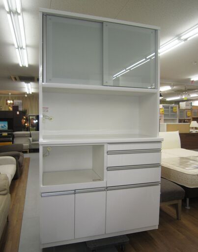 R068 日本製 松田家具 キッチンボード、食器棚、幅118cm 美品