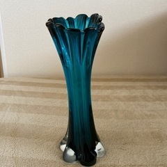 ⭐未使用、ガラスの花瓶、ブルー