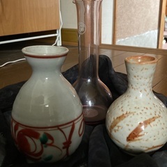 差し上げます 陶器とガラスの花器 花瓶 3個