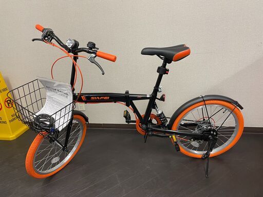 新品】 折り畳み自転車かっこいいBlack＆Orange新品・未使用・屋内保管