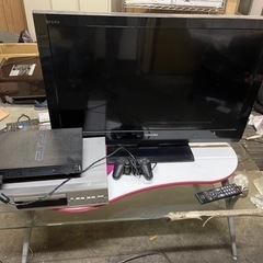 全てセット　32型　TOSHIBA TV DVDデッキ　PS2 机2つ