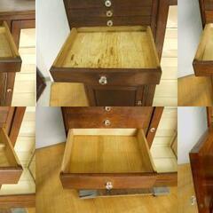 古い医療棚　昭和レトロ 木製キャビネット デンタルキャビネット モールガラス 歯医者 ケビント